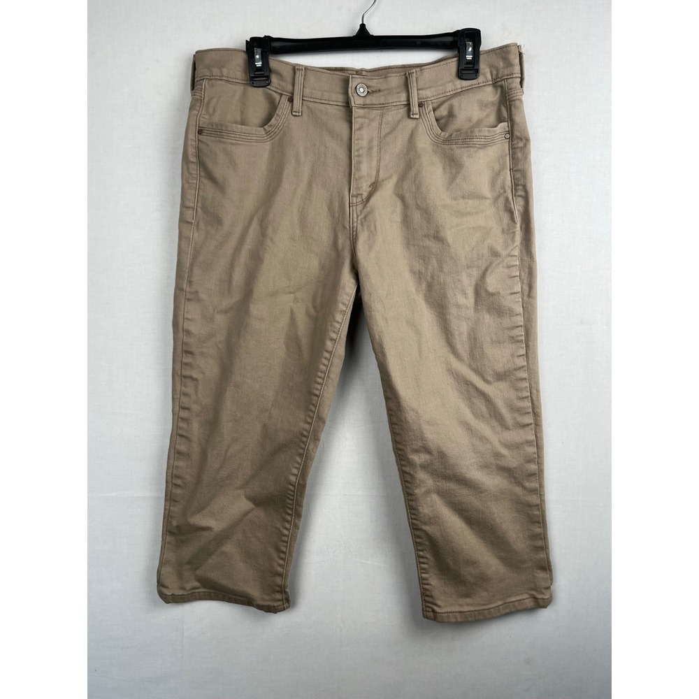 Levis Women 12 Capri Pants Khaki Tan Stretch Mid Rise Cropped Jeans 1753